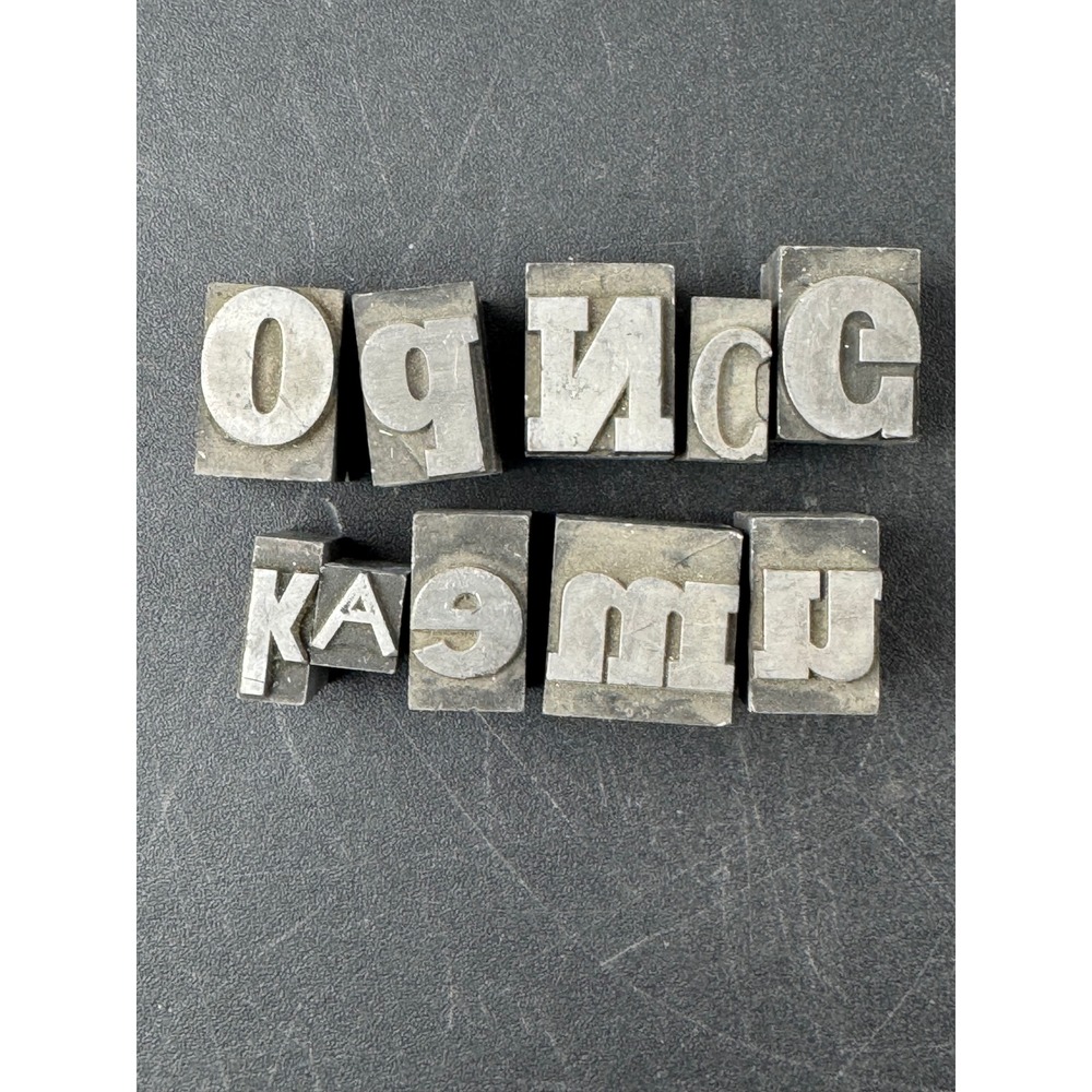Vintage Metal Letterpress Type Blocks‎ Mixed Alphabet Printing Pieces Lot of 9